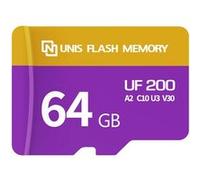 Carte microSDXC UNIS UF200 64GB - Lecture Ultra-Rapide 200MB/s - Technologie 3D TLC Haute Endurance G