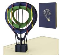 carte montgolfière en papier, ballon à air chaud. Carte pop up 3D, peut être utilisée comme carte d'anniversaire, carte de vœux, carte de remerciements ou bon cadeau pour une sortie en montgolfière.