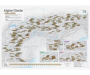Carte murale à gratter - Sommets des Alpes - 265 pics de plus de 3000 m - en anglais - 84 x 60 cm | Maps International