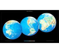 Carte murale du monde - 3 vues globales - Plastifiée