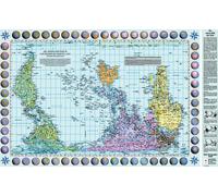 Carte murale (en allemand) - Le Monde politique, centré sur le Pacifique, upside down - Projection de Gall-Peters (82 x 52 cm) | Huber