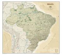 Carte murale (en anglais) - Brésil, style antique - 104 x 97 cm | National Geographic - Plastifiée