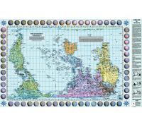 Carte murale (en anglais) - Le Monde politique, centré sur le Pacifique, upside down - Projection de Gall-Peters (82 x 52 cm) | Huber