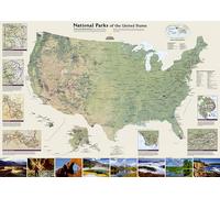 Carte murale (en anglais) - Parcs Nationaux des Etats Unis - 107 x 77 cm | National Geographic - Papier