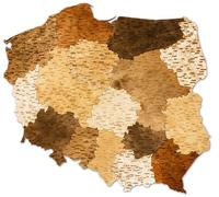 Carte murale en bois de la Pologne - Puzzle 3D - Carte décorative avec noms de villes - Disponible en deux tailles : 70 x 60 cm ou 88 x 75 cm (88 x 75 cm)