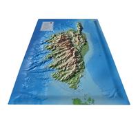 Carte murale en relief - Corse et ses fonds marins - 41 cm x 61 cm | 3D Map