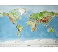 Carte murale en relief du Monde - 77 x 57 cm - en anglais | Georelief - Sans cadre