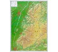Carte murale en relief - Forêt Noire - 77 x 57 cm | Georelief - Avec cadre aluminium