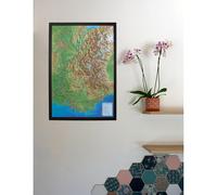 Carte murale en relief - Les Alpes Françaises et ses massifs alpins - 41 cm x 61 cm | 3D Map