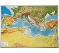 Carte murale en relief - Mer Méditerranée (en anglais) - 77 x 57 cm | Georelief - Sans cadre
