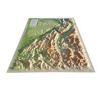 Carte murale en relief - Parc naturels régionaux du Vercors et de la Chartreuse - 41 cm x 61 cm | 3D Map