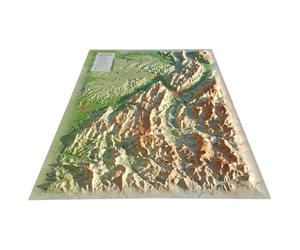 Carte murale en relief - Parc naturels régionaux du Vercors et de la Chartreuse - 41 cm x 61 cm | 3D Map