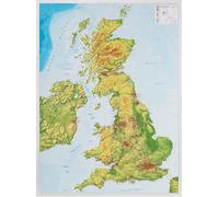 Carte murale en relief - Royaume Uni, en anglais - 77 x 57 cm | Georelief - Avec cadre aluminium