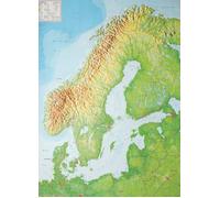 Carte murale en relief - Scandinavie (en anglais) - 77 x 57 cm | Georelief - Sans cadre