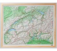 Carte murale en relief - Suisse (avec cadre en bois) - 82 x 68 cm | Kümmerly & Frey