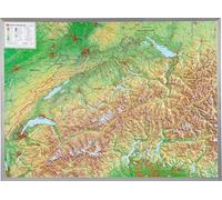 Carte murale en relief - Suisse (trilingue) - 77 x 57 cm | Georelief - Avec cadre aluminium