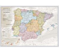 Carte murale - Espagne & Portugal (en espagnol), style classique - 60 x 42 cm | Maps International