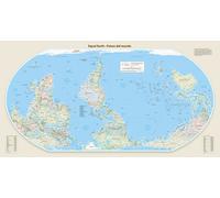 Carte murale - Monde à l'envers, sud en haut, Equal Earth centré sur les Amériques - 140 x 74 cm - Édition Premium | Tom Patterson - Espagnol / 98 × 52 cm (39 × 20 po) / Papier photo satiné