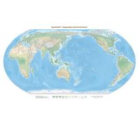 Carte murale - Monde physique Equal Earth en anglais - 140 x 77 cm - Édition Premium | Tom Patterson - Asie-Océanie (150° E) / 140 × 77 cm (55 × 30 po) / Papier photo satiné