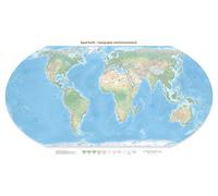 Carte murale - Monde physique Equal Earth en anglais - 140 x 77 cm - Édition Premium | Tom Patterson - Europe-Afrique (Greenwich, 0°) / 98 × 54 cm (39 × 21 po) / Plexi (acrylique)