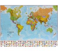 Carte murale - Monde politique, avec bande de drapeaux - 1/60M (69 x 53 cm) | Maps International - plastifiée