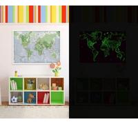 Carte murale phosphorescente - Le Monde, en anglais (84 x 59 cm) | Maps International