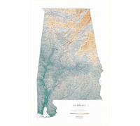 Carte murale physique - Alabama | Raven Maps - Plastifiée
