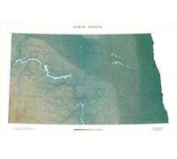 Carte murale physique - Dakota du Nord | Raven Maps - Papier