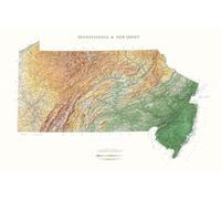 Carte murale physique - Pennsylvanie & New Jersey | Raven Maps - Papier