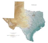 Carte murale physique - Texas | Raven Maps
