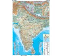 Carte murale plastifiée - Inde (géographique) - 123 x 86 cm | Gizi Map