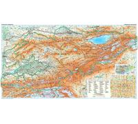 Carte murale plastifiée - Kyrgyzstan (géographique) - 124 x 70 cm | Gizi Map