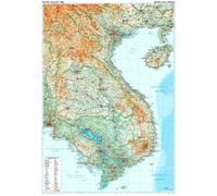 Carte murale plastifiée - Vietnam, Laos, Cambodge (géographique) - 87 X 122 cm | Gizi Map