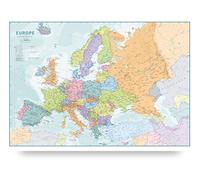 Carte murale politique de l'Europe - Apprentissage éducatif - Plastifiée - 59 x 42 cm
