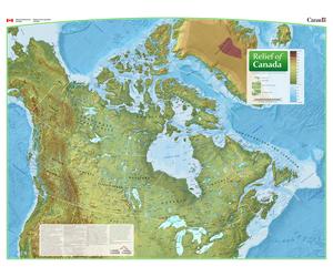 Carte murale - Relief du Canada - 110 x 85 cm - Édition Premium | Ressources naturelles Canada - Anglais / 110 × 85 cm (43 × 33 po) / Papier photo satiné