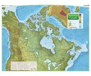 Carte murale - Relief du Canada - 110 x 85 cm - Édition Premium | Ressources naturelles Canada - Français / 76 × 59 cm (30 × 23 po) / Plexi (acrylique)