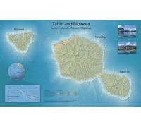 Carte murale - Tahiti et Moorea - 97 x 61 cm - Édition Premium | Tom Patterson - 68 × 43 cm (27 × 17 po) / Plexi (acrylique)