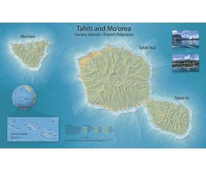 Carte murale - Tahiti et Moorea - 97 x 61 cm - Édition Premium | Tom Patterson - 97 × 61 cm (38 × 24 po) / Plexi (acrylique)