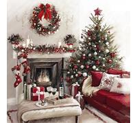 Carte musicale de Noël "Christmas Fireplace". Ouvrez une carte de vœux et entendez 15-20 secondes de Away in a Manger par le Chœur de la cathédrale de Chichester