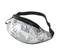 Carte Nautique, Croquis De Voilier Gris, Roue De Gouvernail, Compas, Ancre Sac De Voyage Polyvalent Sac À Bandoulière Léger Fanny Pack pour Course À Pied Homme Randonnée 14X35Cm