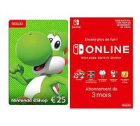 Carte Nintendo eShop 25 EUR + Nintendo Switch Online - Abonnement 3 Mois | Code de téléchargement (EU) | Switch/3DS/Wii-U