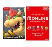Carte Nintendo eShop 50 EUR + Nintendo Switch Online - Abonnement 12 Mois | Code de téléchargement (EU) | Switch/3DS/Wii-U