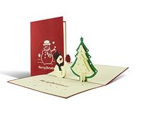 Carte Noël pop up 3d. Carte de Noël orginale bonhomme de neige pour adresser ses vœux de Noël, souhaiter la bonne année, offrir comme carte cadeau, offrir des etrennes
