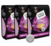 CARTE NOIRE - Café en Dosettes Souples Corsé N°7 - Pur Arabica - certifié Rainforest Alliance - 3 Paquets de 60 Dosettes - Compatibles Senseo (180 dosettes)