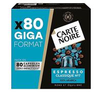 CARTE NOIRE - Capsules de Café Espresso Classique N°7 Compatibles Nespresso - Café Arabica - Giga Format de 80 Capsules Aluminium - Fabriqué en France