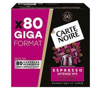 CARTE NOIRE - Capsules de Café Espresso Intense N°9 Compatibles Nespresso - Café Arabica - Giga Format de 80 Capsules Aluminium - Fabriqué en France