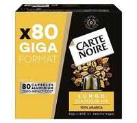 CARTE NOIRE - Capsules de Café Espresso Lungo N°6 Compatibles Nespresso - Café Arabica - Giga Format de 80 Capsules Aluminium - Fabriqué en France