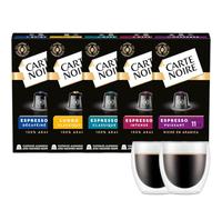 Carte Noire Coffret Cadeau - 50 Capsules compatibles Nespresso avec 2 tasses Bodum 8cl - Lungo N°6 - Classico N°7 - Puissant N°11 - Décaféiné N°5 - Intense N°9
