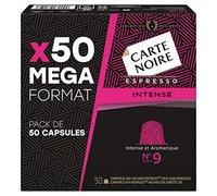 Carte Noire, Espresso Intense N°9, 50 Capsules de Café Compatibles avec les Machines à Café Nespresso, Idéal pour un Espresso au Goût Intense et des Notes Grillées, 100% Arabica, Intensité 9, 1 Paquet