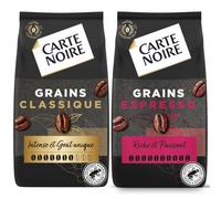 Carte Noire Lot de 2kg Café en Grains Classique et Grains Espresso, Pur Arabica, Certifié Rainforest Alliance, Riche et puissant, 2 Paquets de 1 kg